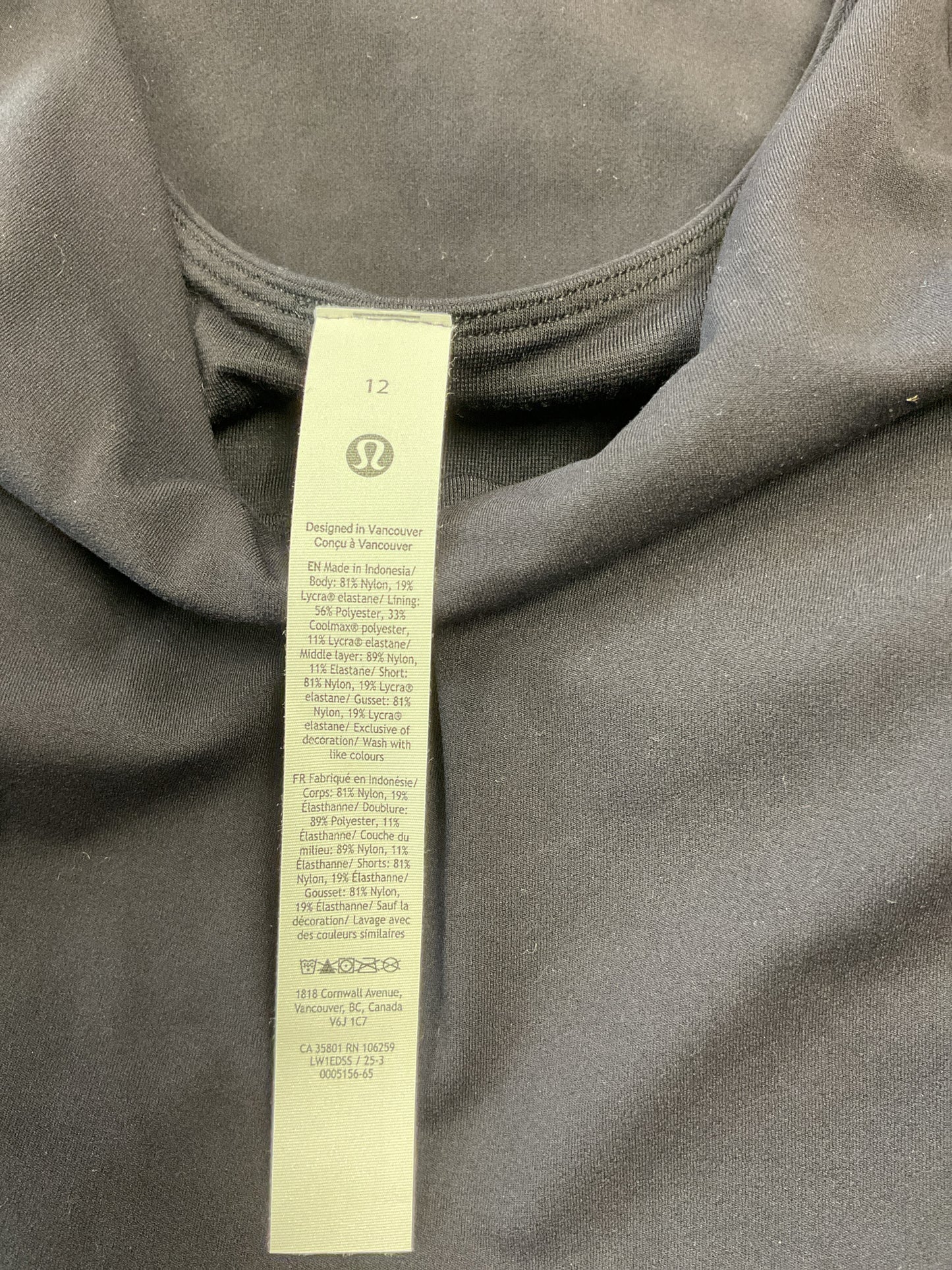 Lululemon Size 12 Black Dress