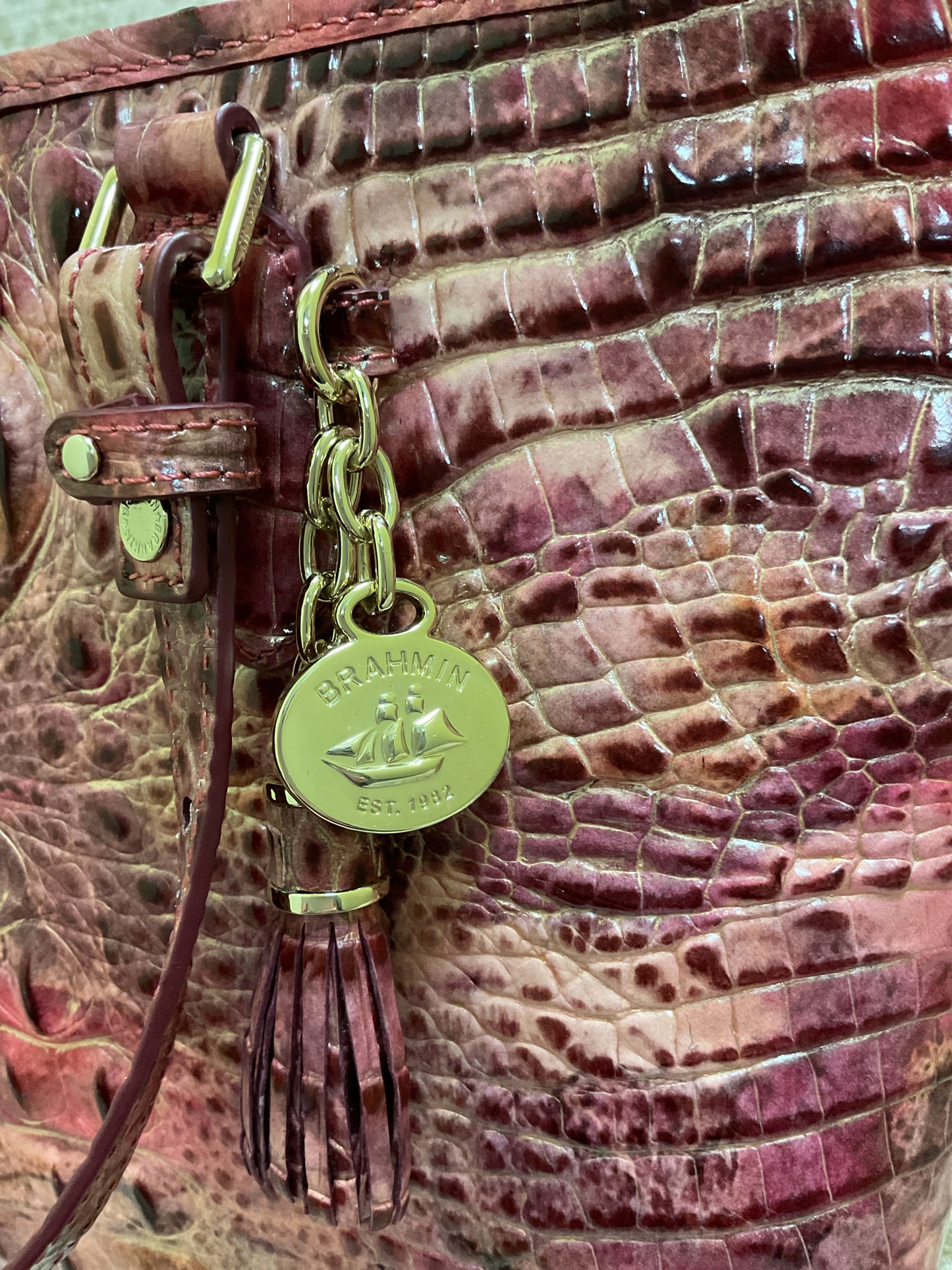 Brahmin Purse mini Asher crossbody pink croco LIKE NEW