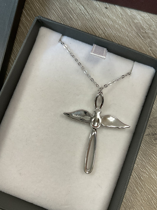 925 Sterling Necklace new cz winged cross JCM stampede NEW