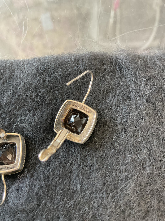 925 Sterling Earrings smokey topaz dangle
