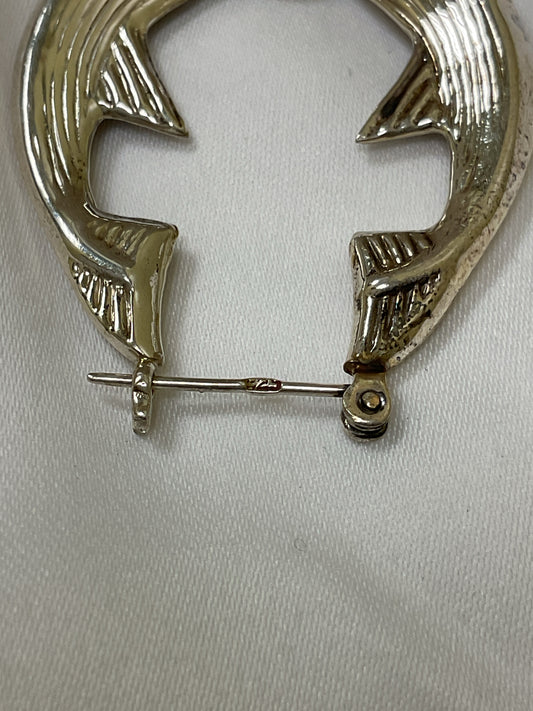 Sterling Silver Earrings double dolphin hoops