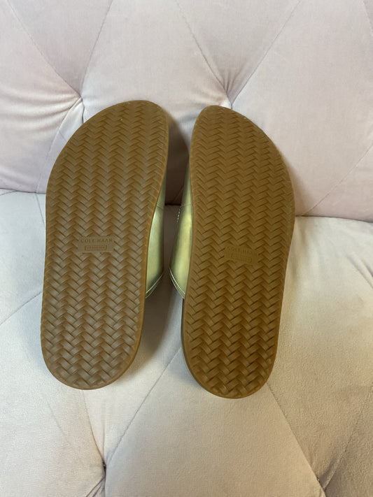 Cole Haan 9 Gold Sandals leather slides flat NWOB