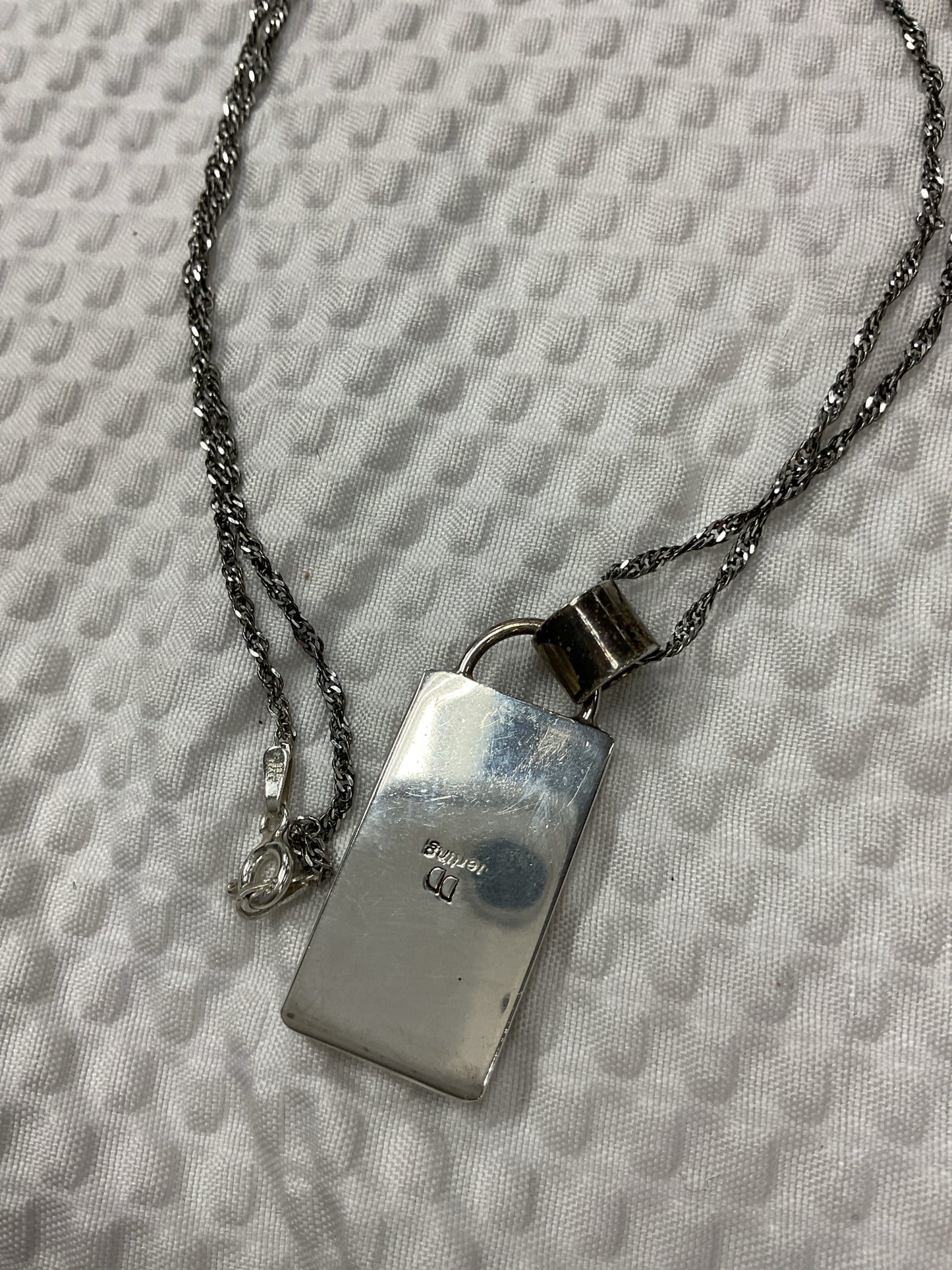925 Sterling Necklace zebra jasper inlaid