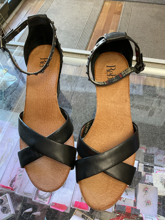 REBA 7.5 Black Sandals leather upper NWOB