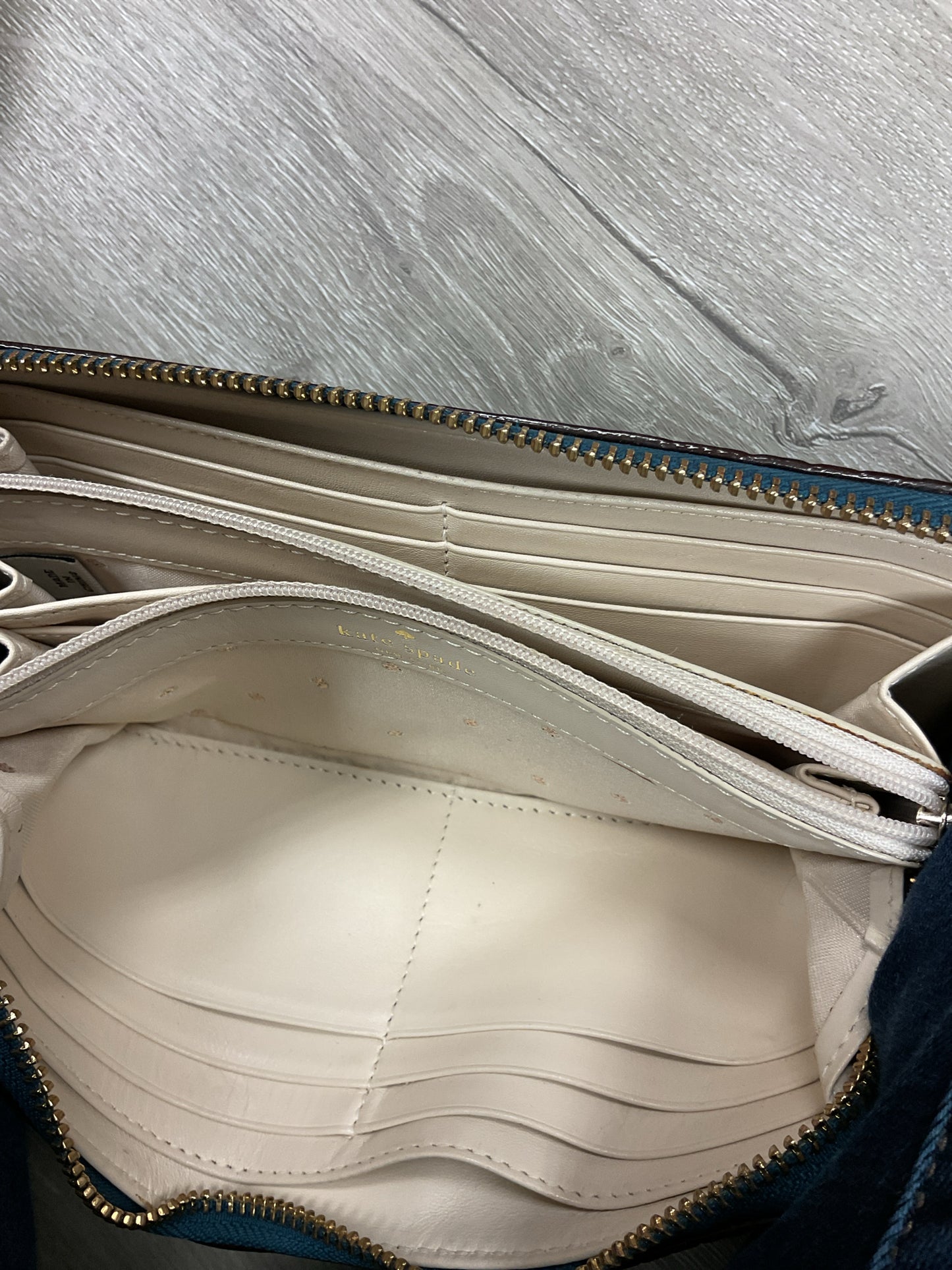 Kate Spade Wallet patent croco teal zip around