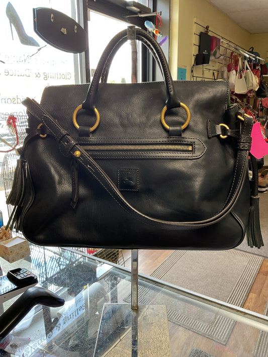 Dooney & Bourke Purse florentine black leather satchel Large with tassels