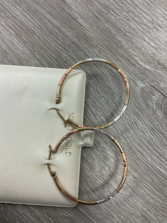 10K Earrings yellow white and rose gold new vintage etched hoops
