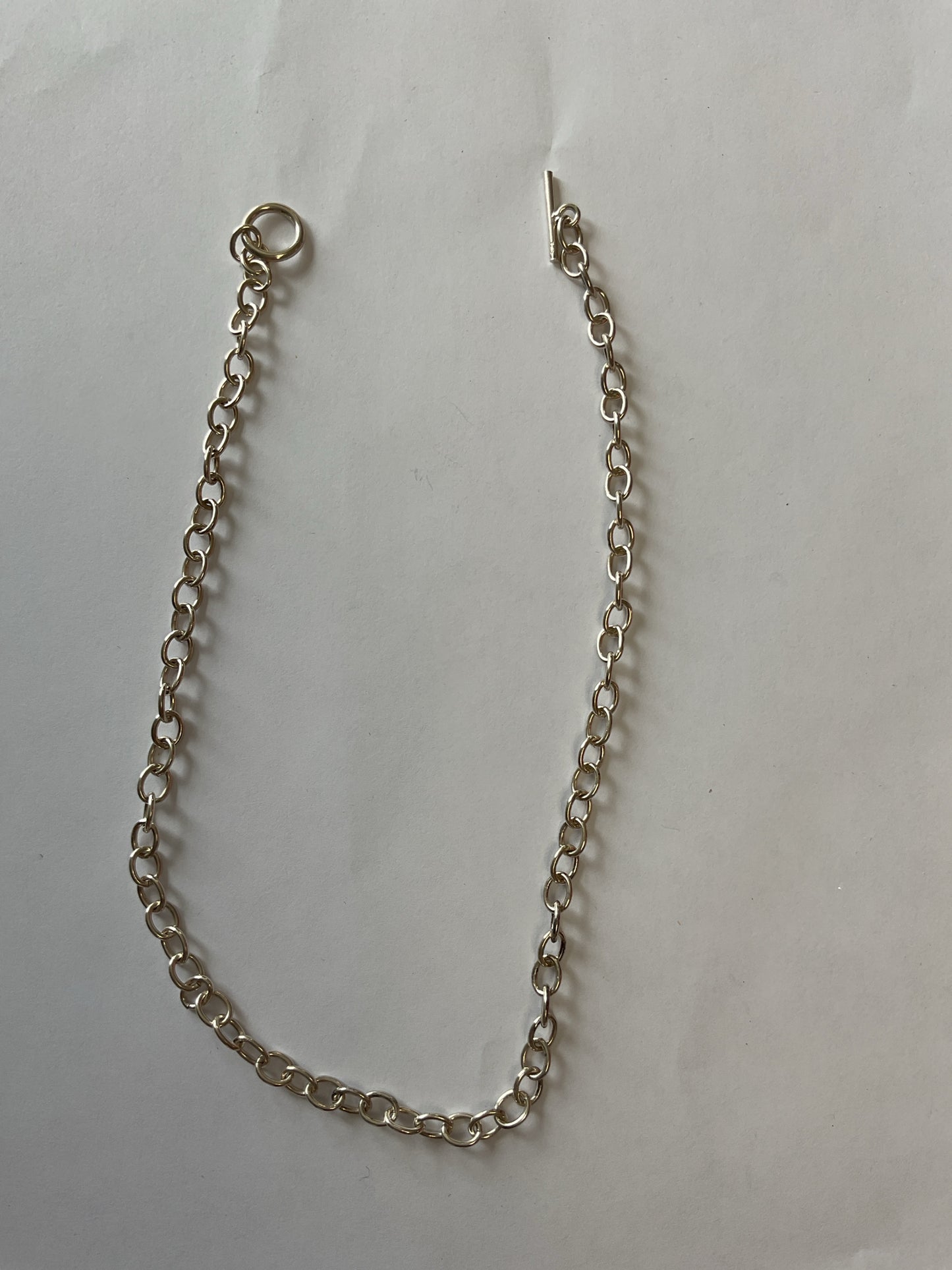 925 Sterling Necklace big loop toggle smal neck 15.5" chain