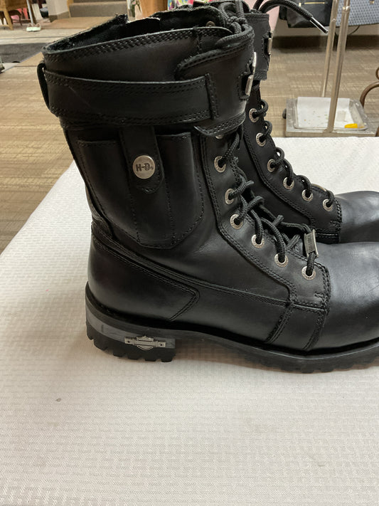 Harley Davidson 11 Black Boots EU 43 silver bar lace up