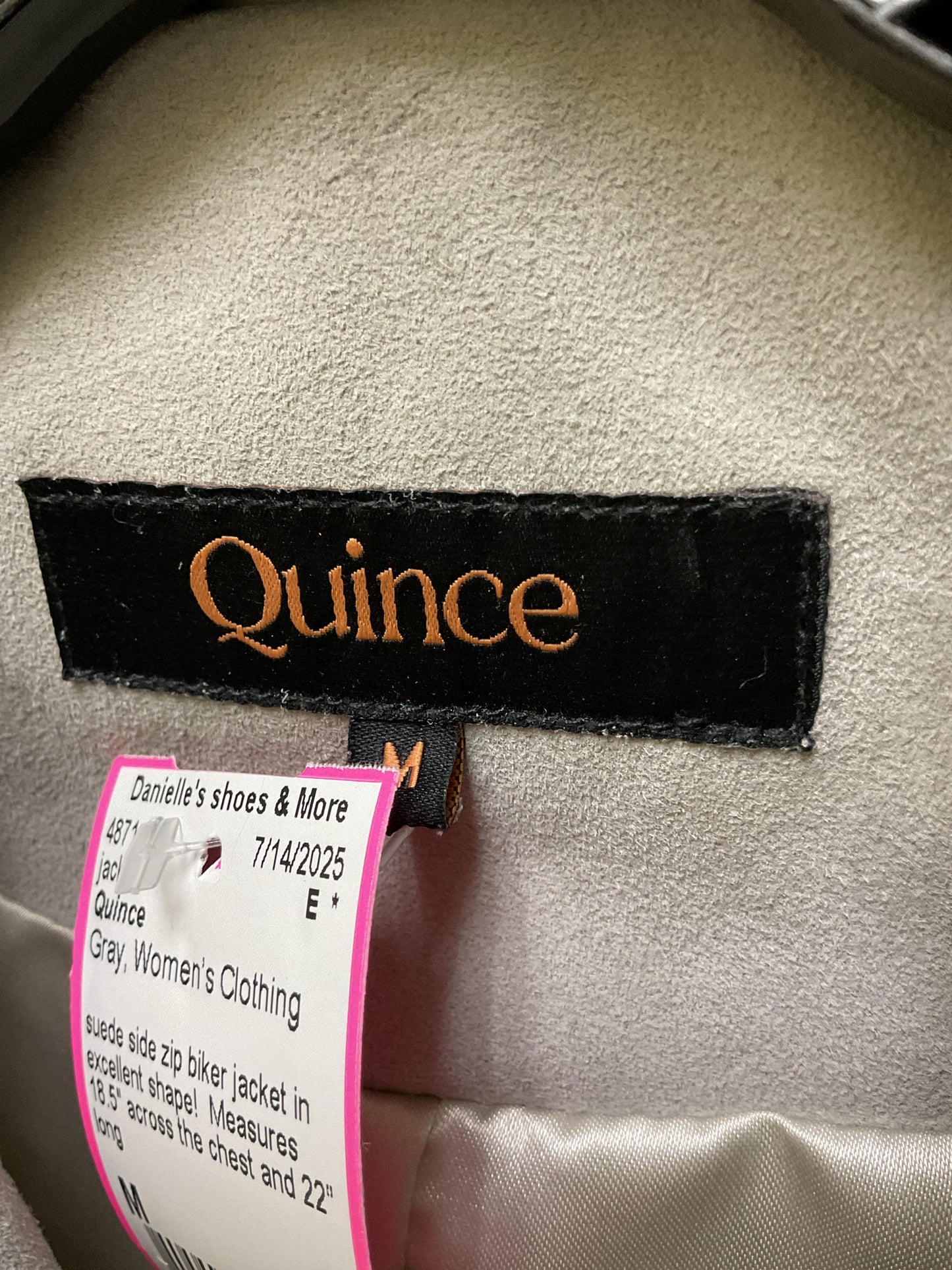 Quince Size M Gray jacket suede moto jacket