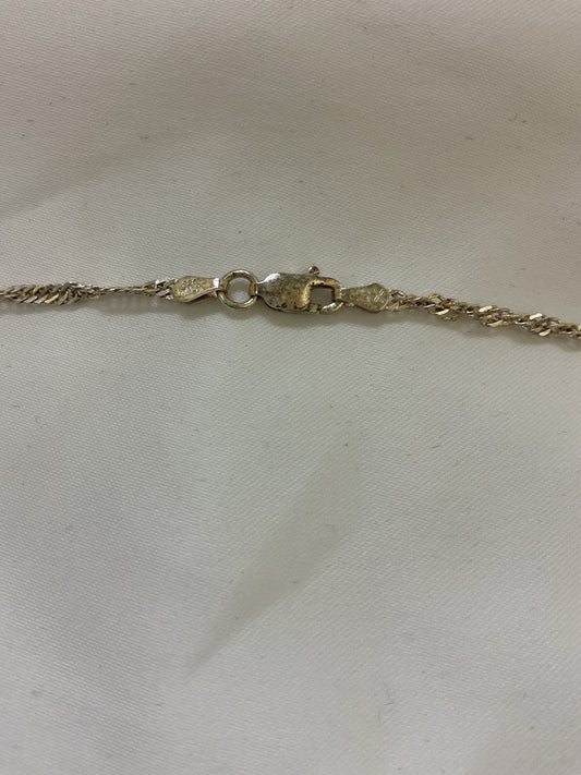 925 Sterling Necklace aquamarine heart on twist chain