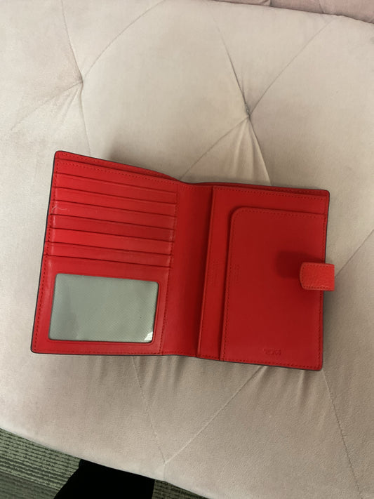 TUMI Wallet Passport navy & red leather