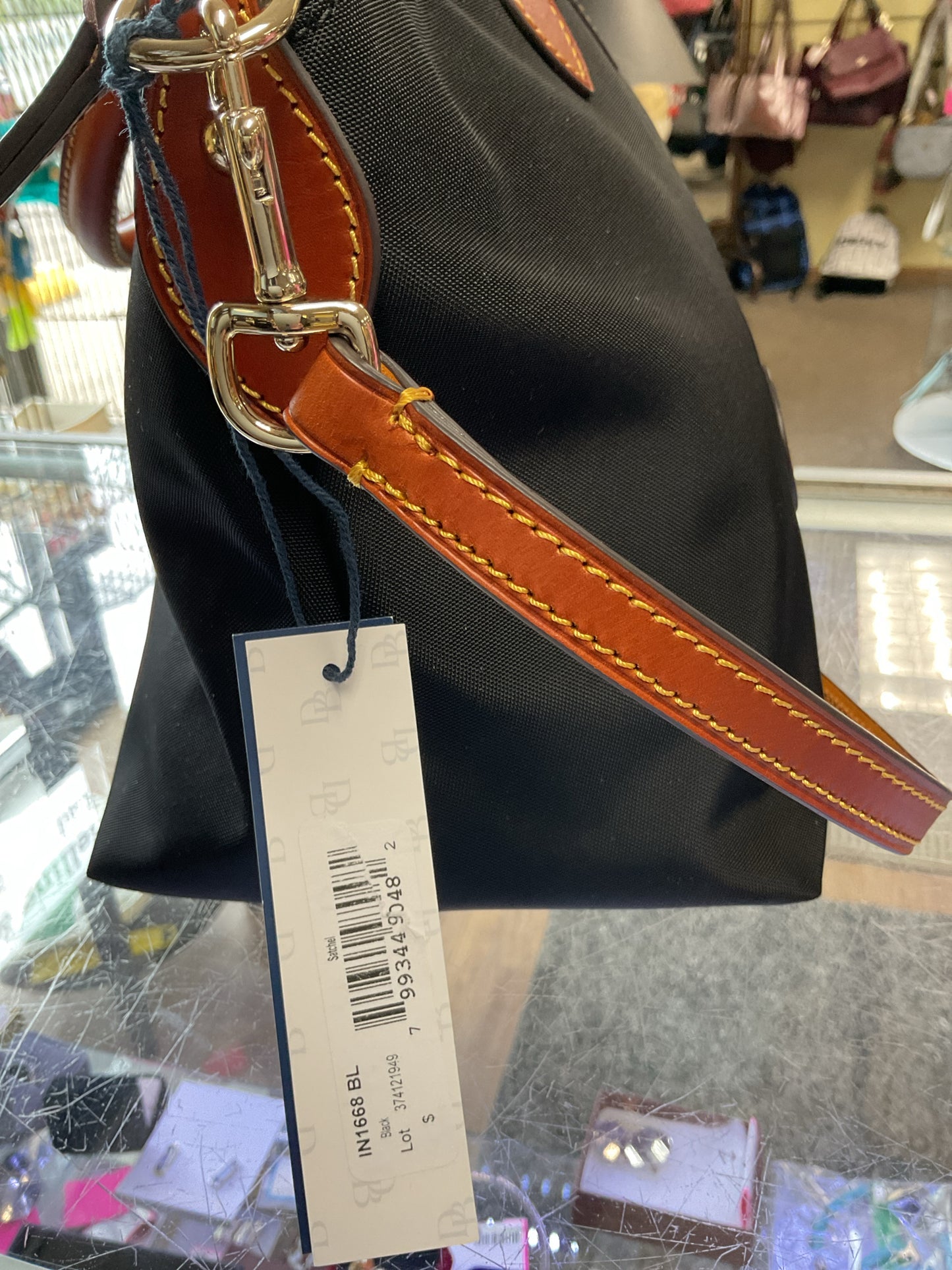 Dooney & Bourke black nylon satchel NEW with leather straps
