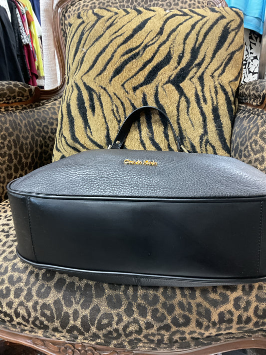 Calvin Klein Purse black pebbled leather shoulder bag like new