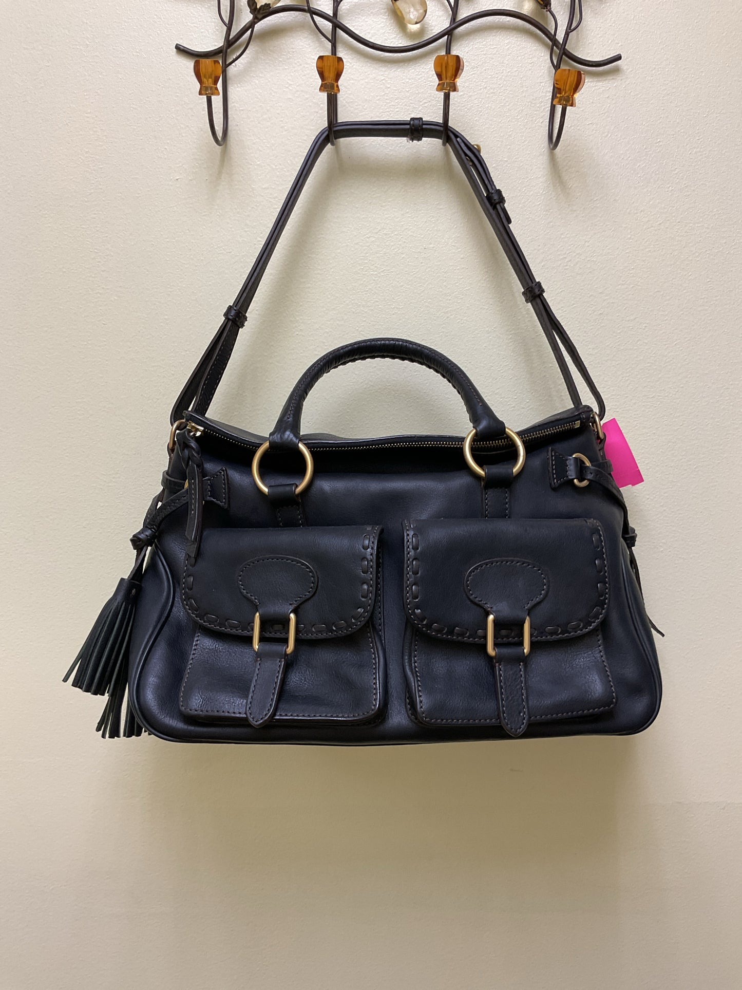 Dooney & Bourke Purse Large black satchel outside pockets NWOT