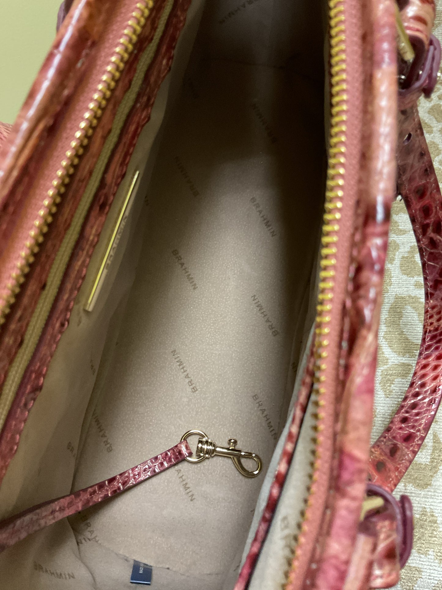 Brahmin Purse mini Asher crossbody pink croco LIKE NEW