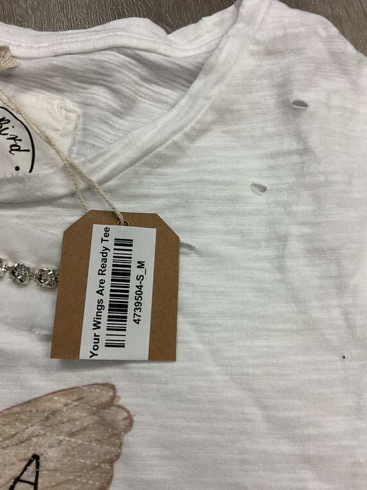 A Rare Bird Size S White Shirt destressed caterpillar