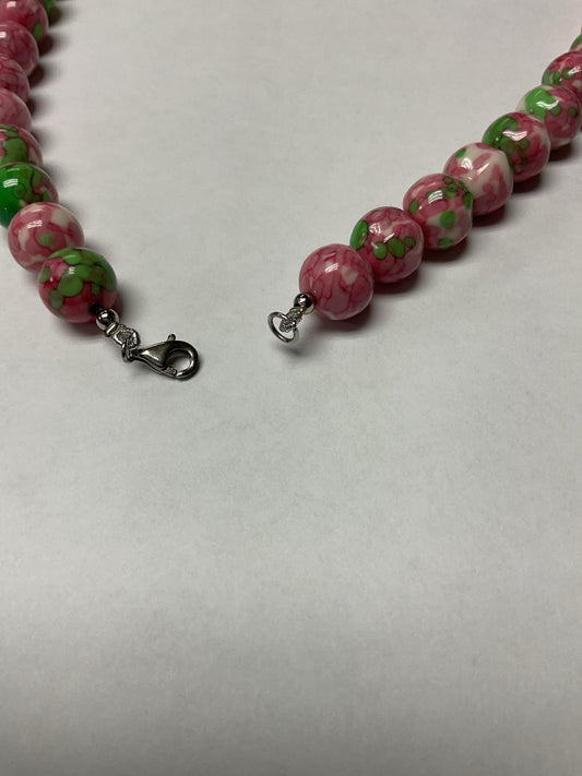 Sterling Silver Necklace with rainflower jasper 17.5"