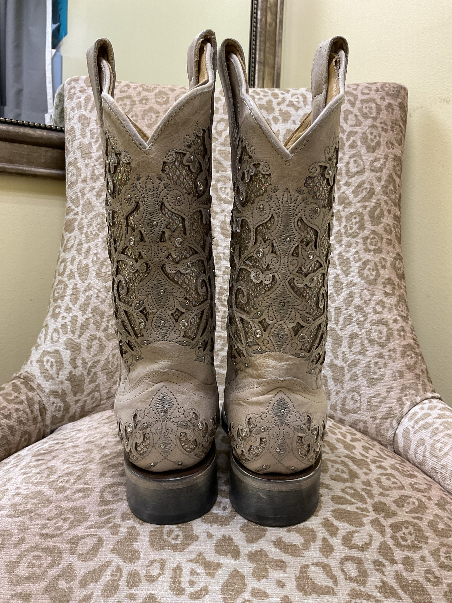 Corral 7 Ivory Boots crystal glitter inlay Wedding boots
