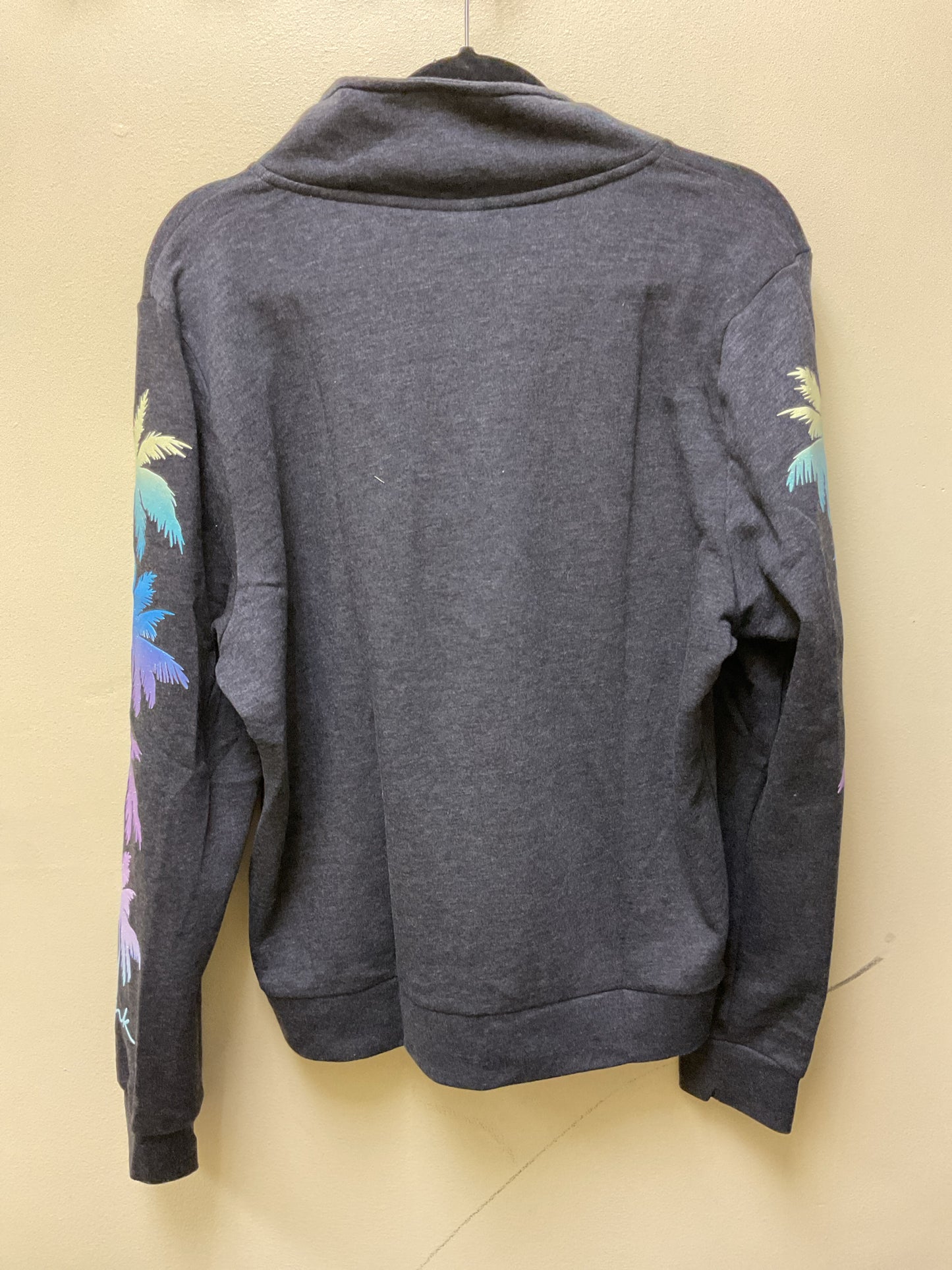 Pink Size XL Pink Sweatshirt partial zip colorful palm trees NWT