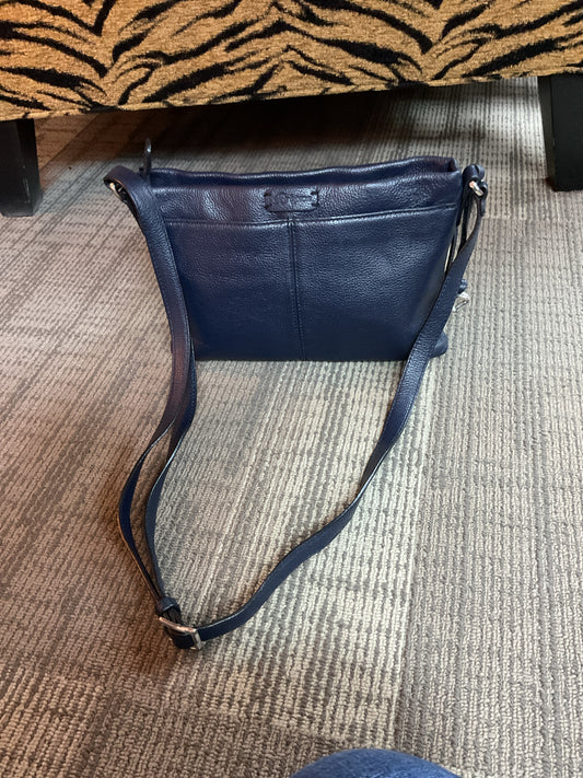 Brighton Purse navy leather silver studs outside zip compartment