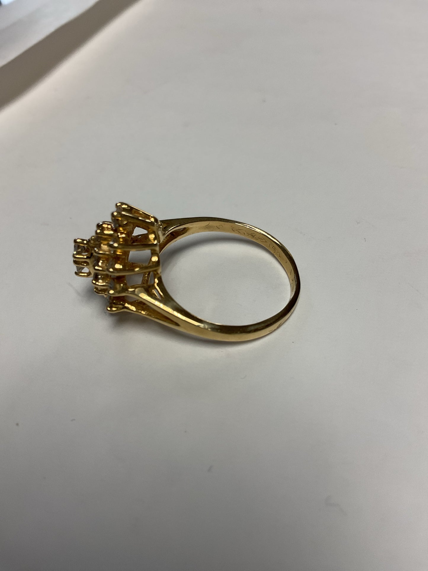 14K Ring diamond cluster 25 diamonds