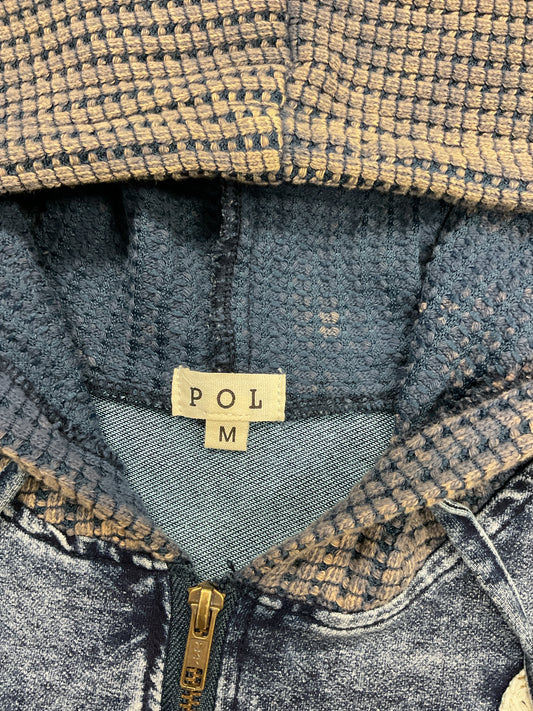 POL Size XL Blue jacket peace sign denim zip fits XL says medium