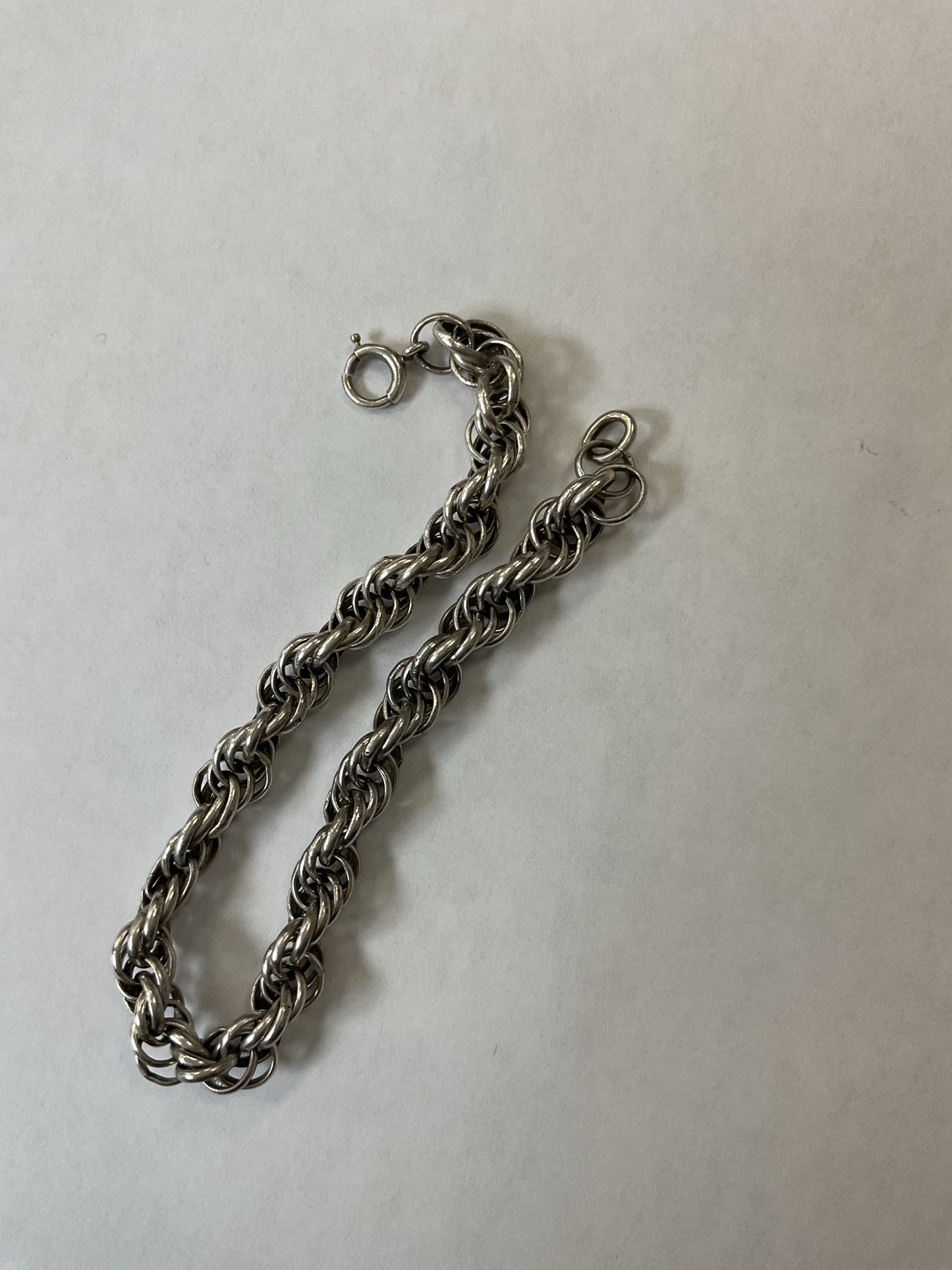 Sterling Silver Bracelet rope twist chain bracelet 14.4g & 7.25" long