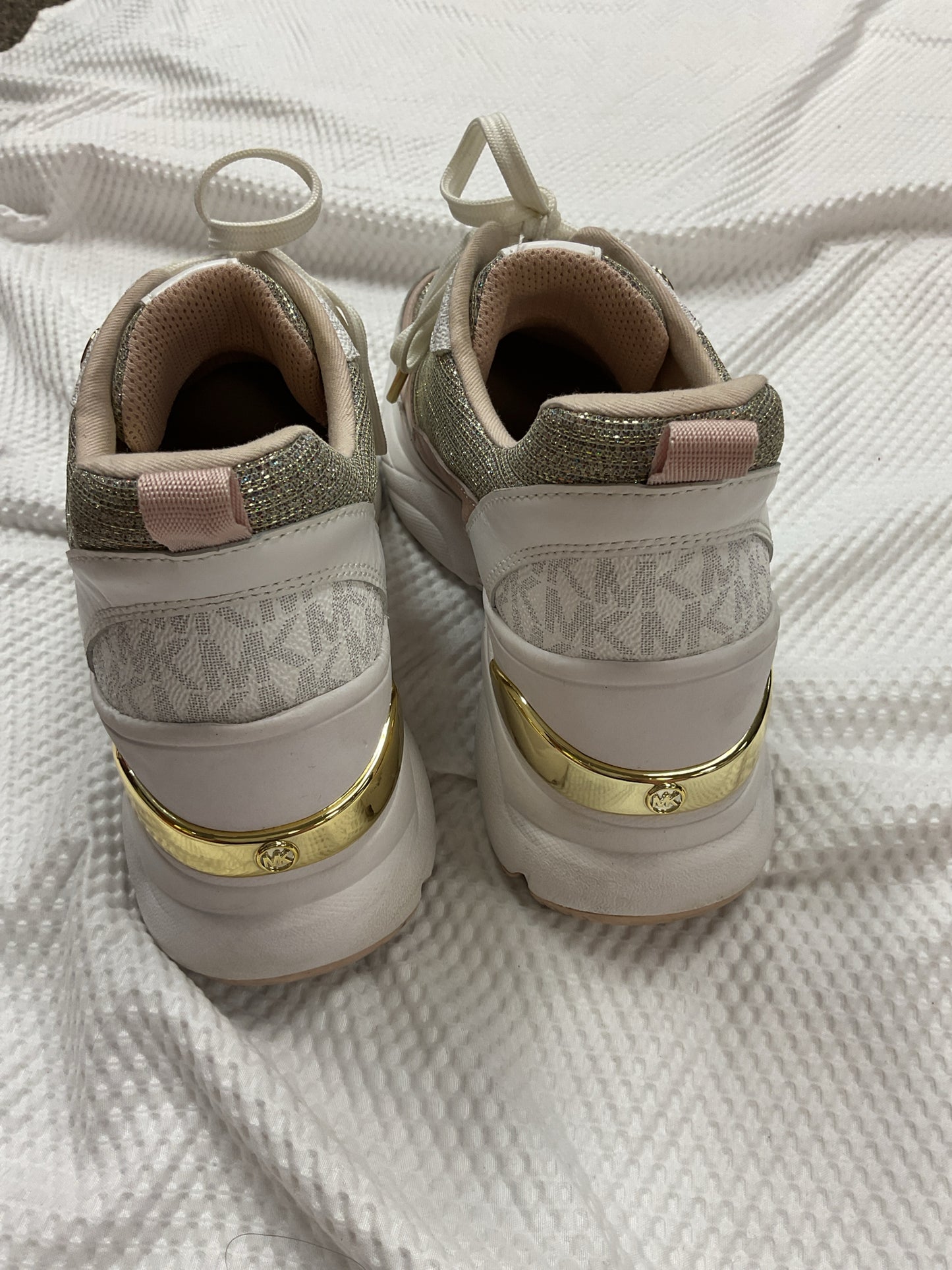 Michael Kors 8.5 Pink shoes glitter sneakers gold vanilla plaform