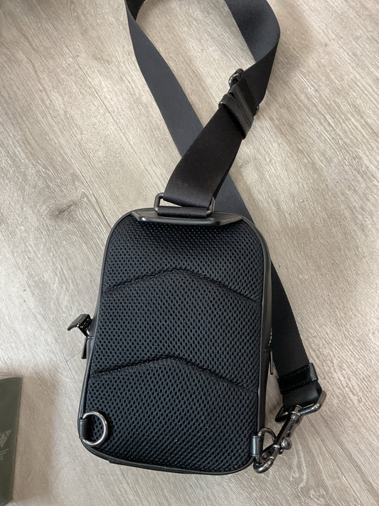 coach Purse CL412 Track Pack 14 Crossbody Sling Bag Signature Canvas Charcoal
