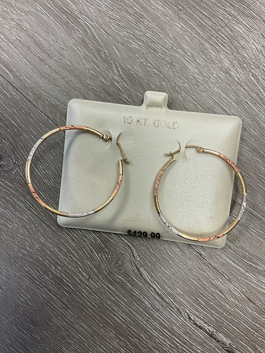 10K Earrings yellow white and rose gold new vintage etched hoops