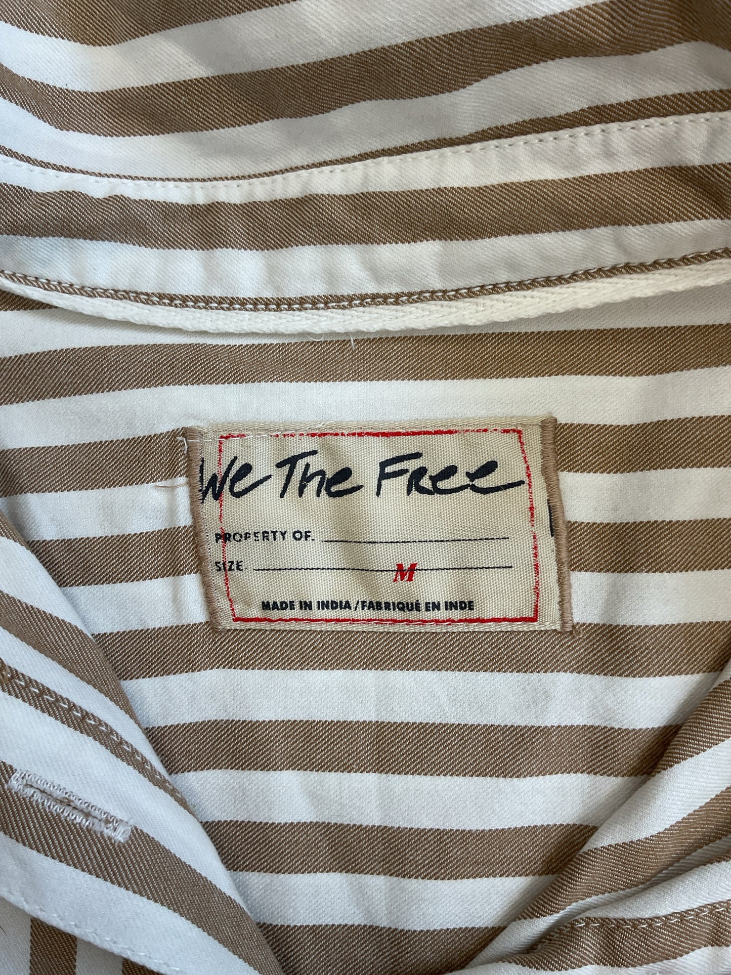 we the free Size M Shirt$128 white & tan striped blouse NWT crop ruffle