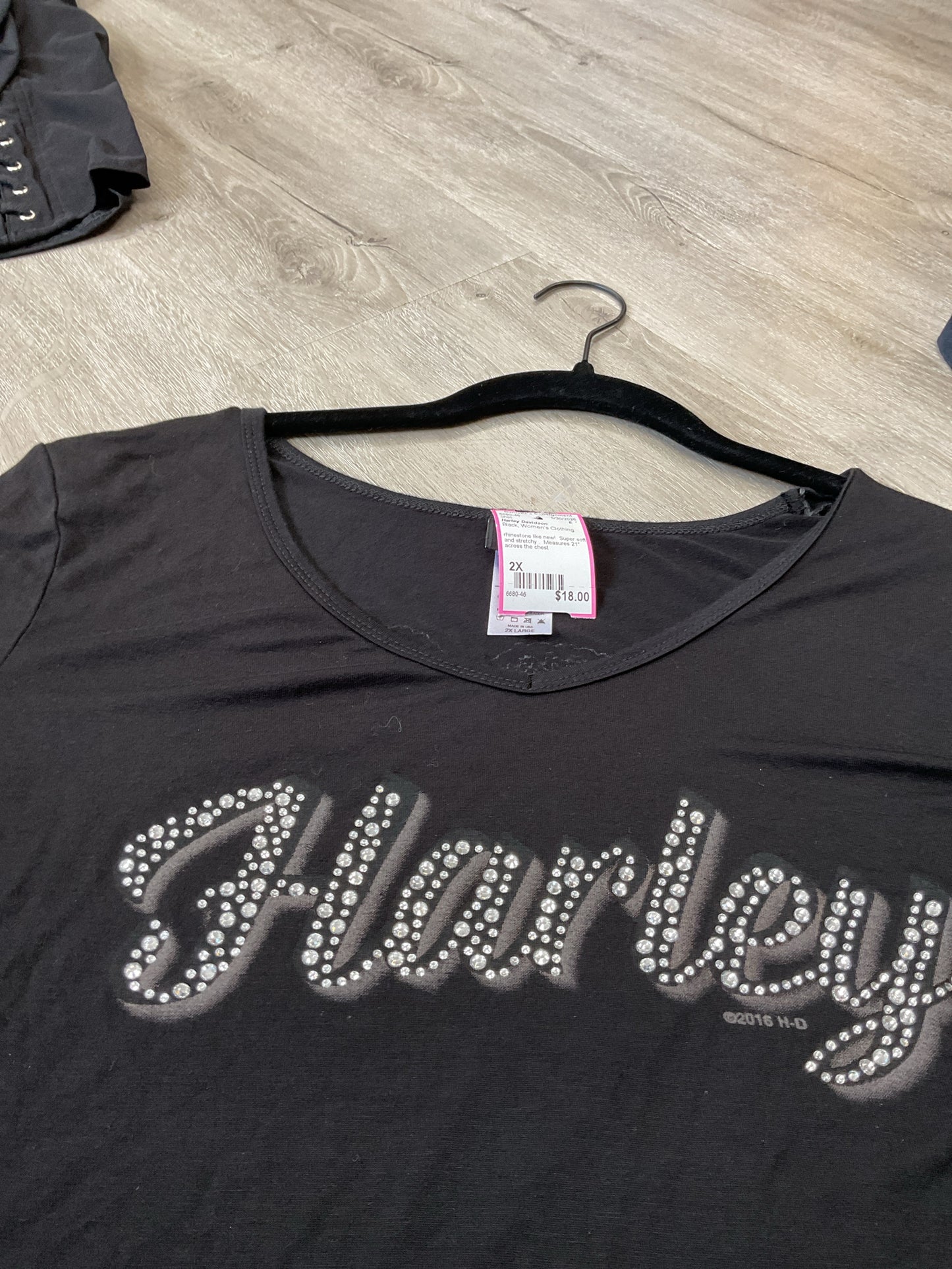 Harley Davidson Size 2X Black Shirt short sleeve rhinestone Harley