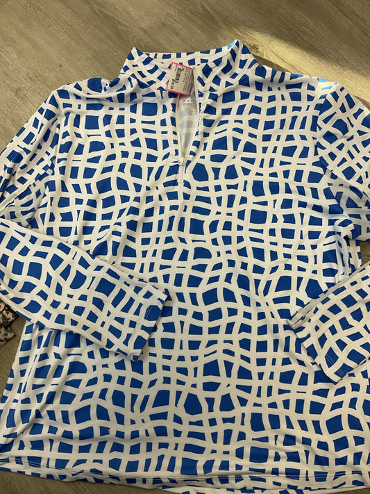 gottex Size XL Blue Shirt athletic partial zip