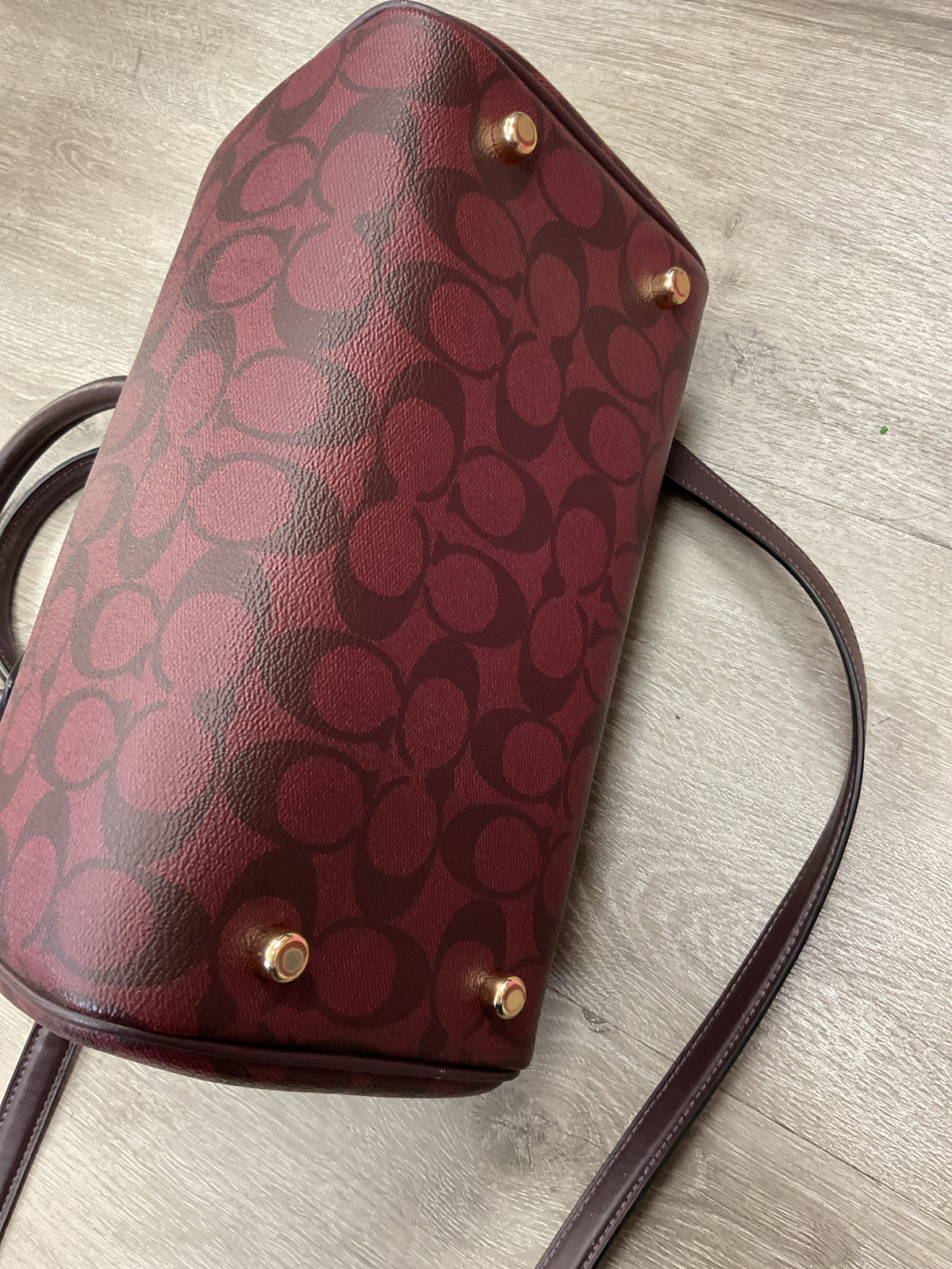 coach Purse Rowan Satchel burgundy Signature Canvas Bag CH280