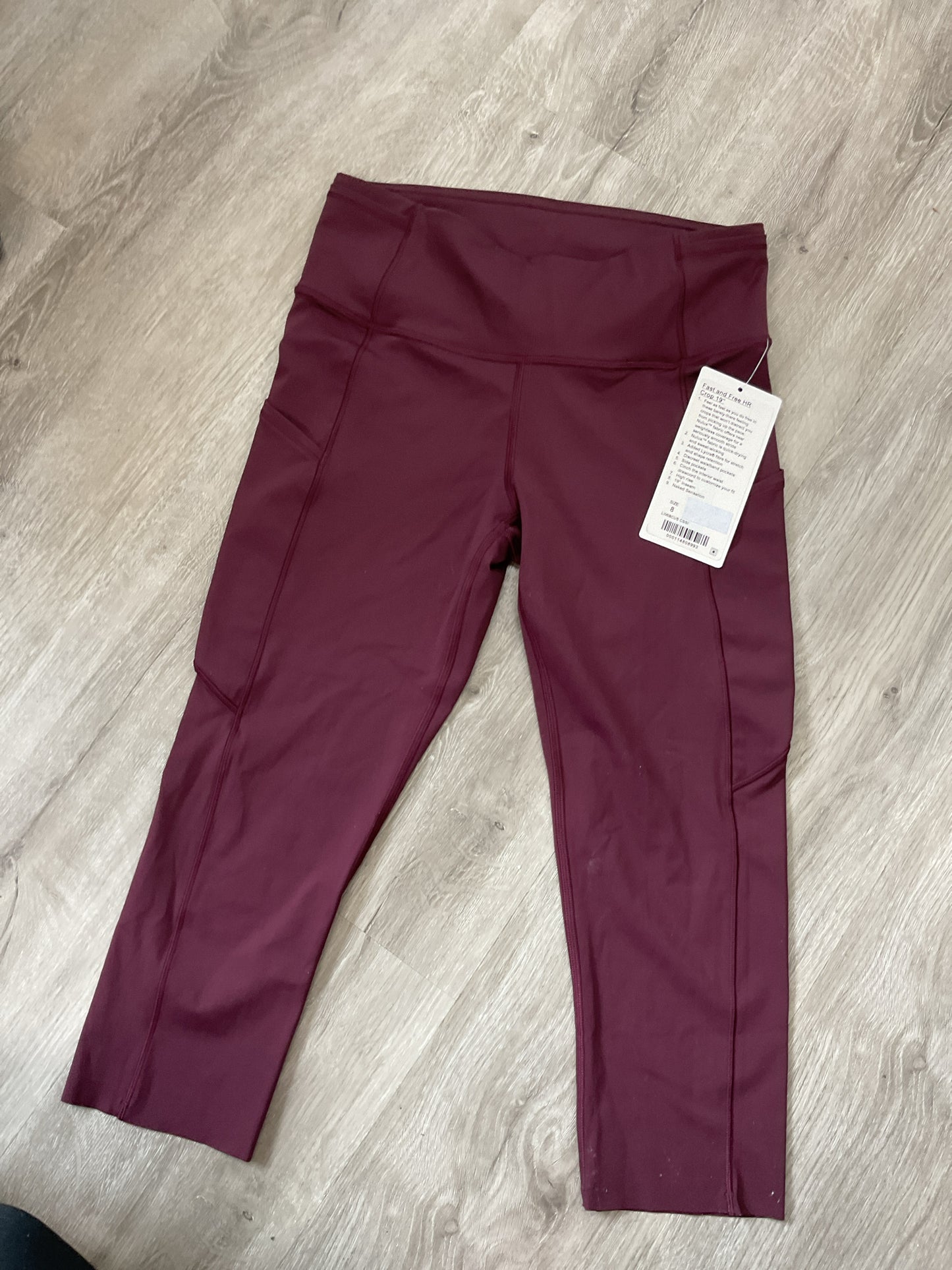 Lululemon Size 8 Burgundy Pants NWT Fast and Free HR crop 19"