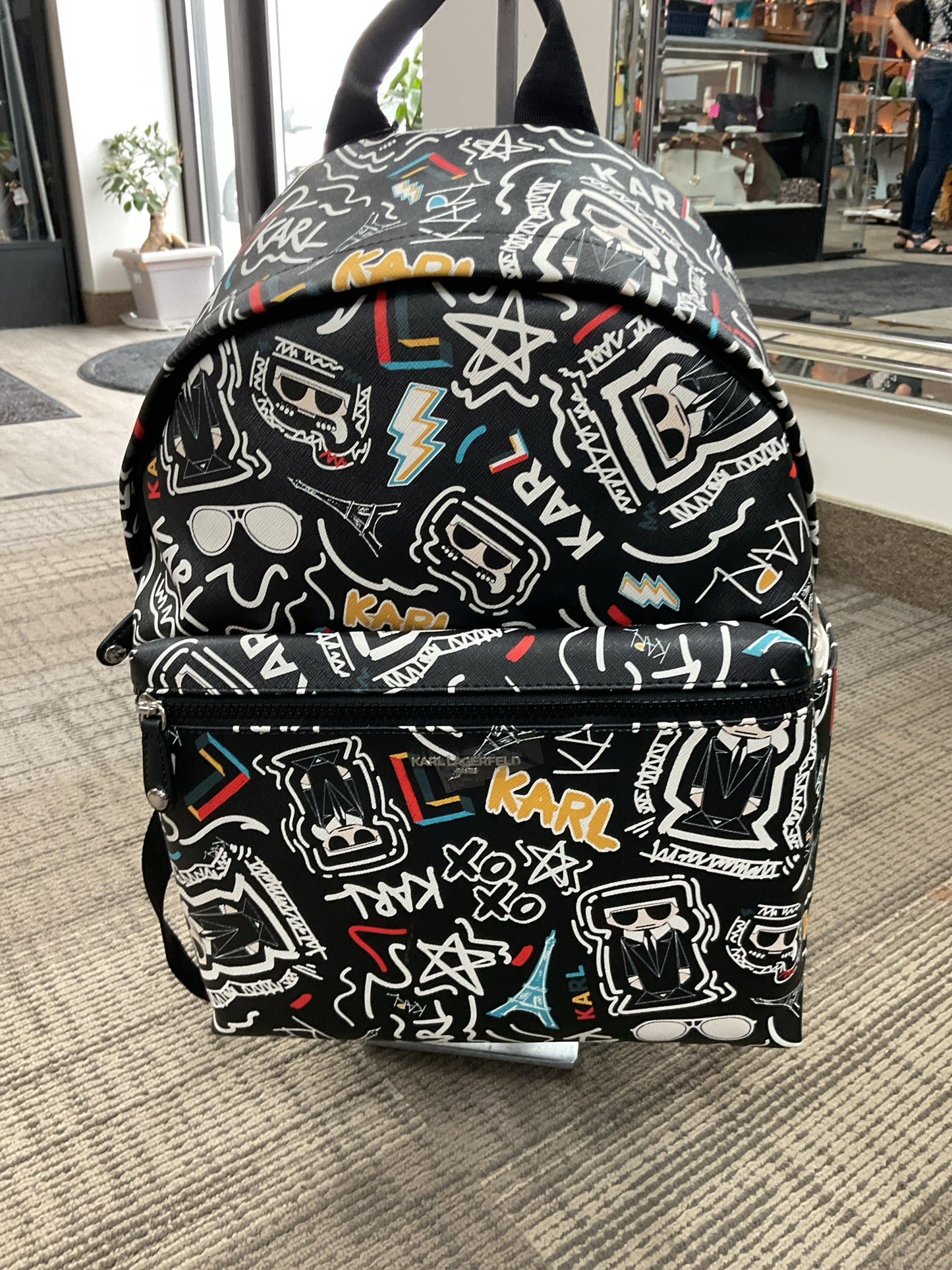 Karl Legerfeld BackPack Paris grafitti print New