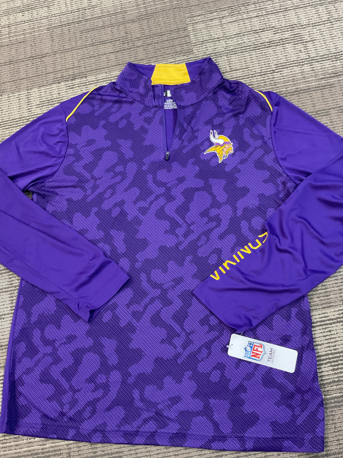 Size L NFL Team Apparel Purple Long Sleeve Shirt Minnesota Vikings Men's