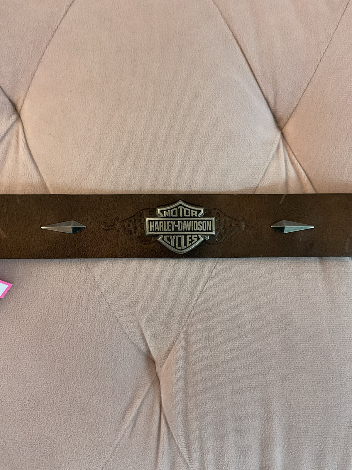 Harley Davidson Belt Men's  brown embossed metal bar & sheild