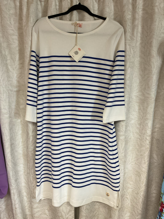 Armor Lux Size XL White Dress blue striped Nautical NWT $89