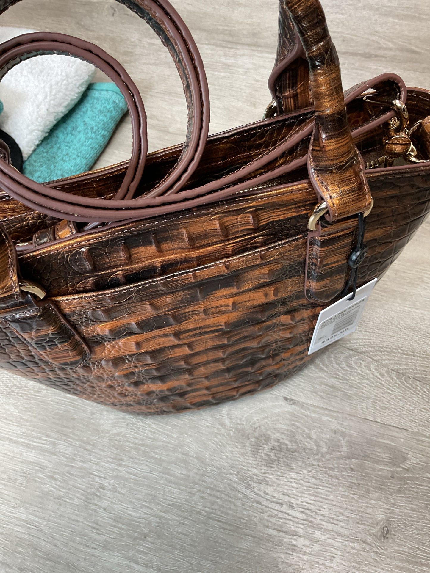 Brahmin Purse NWT snall tiger's eye color croco zip top crossbody