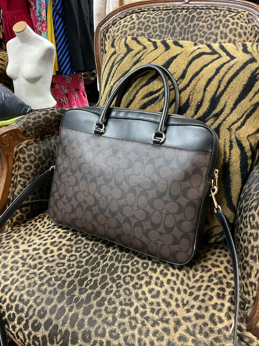 coach Purse Signature Canvas Laptop Bag F39023