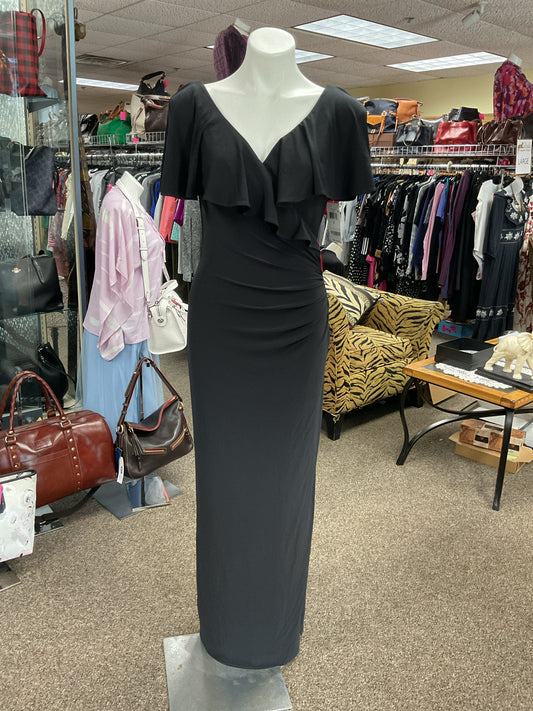 Ralph Lauren Size 4 Black Dress Formal long NWT with ruffle trim