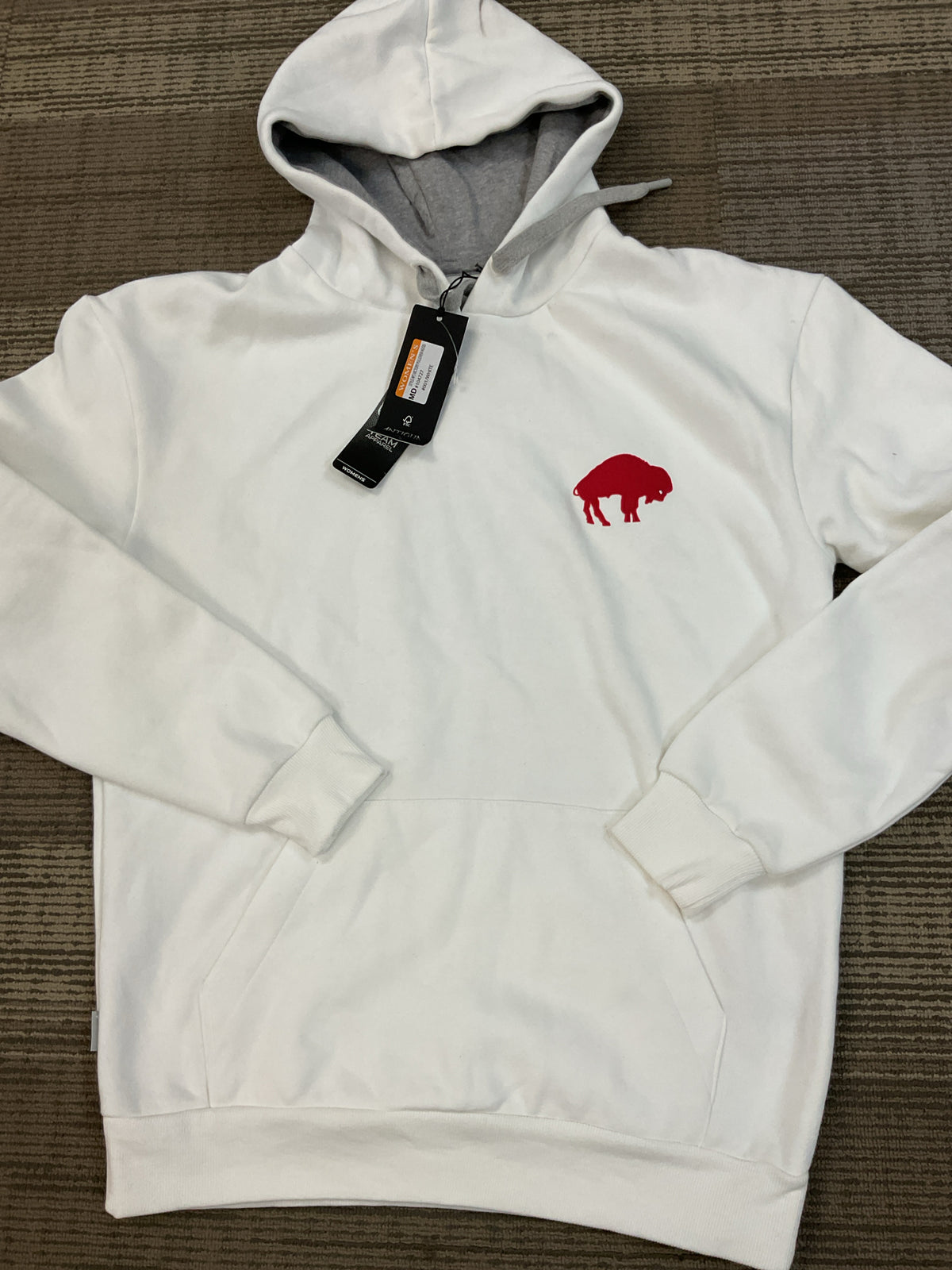 Size M Antigua White Sweatshirt New Men's NFL hoodie Red Buffalo Bills DEFECT