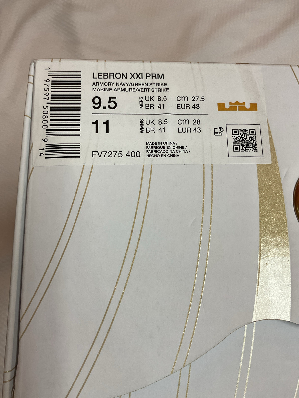 9.5 Nike Navy Men's Shoes LeBron XXI Premium Father of Pearl rose sneakers