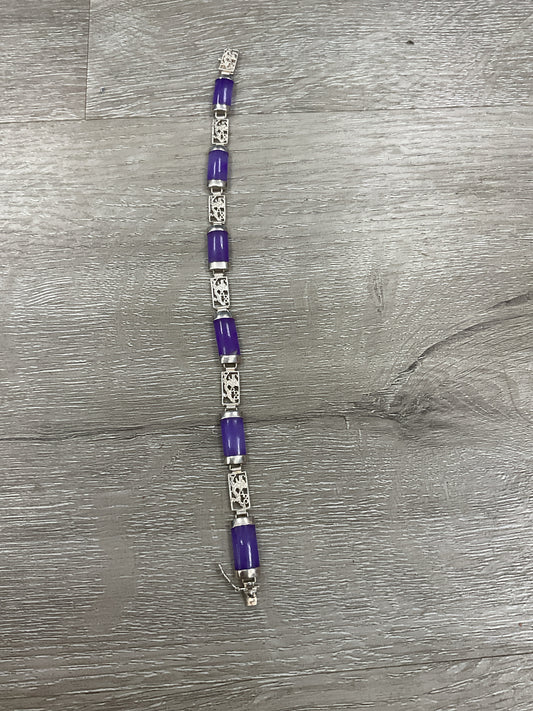 925 Sterling Bracelet purple jade 7.5"