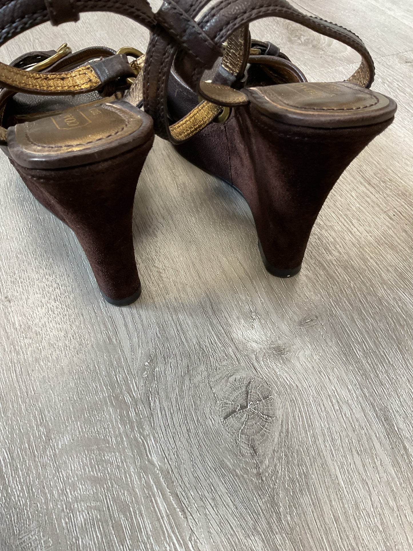 coach 7 Brown Sandals Y2K brown platform ankle strap