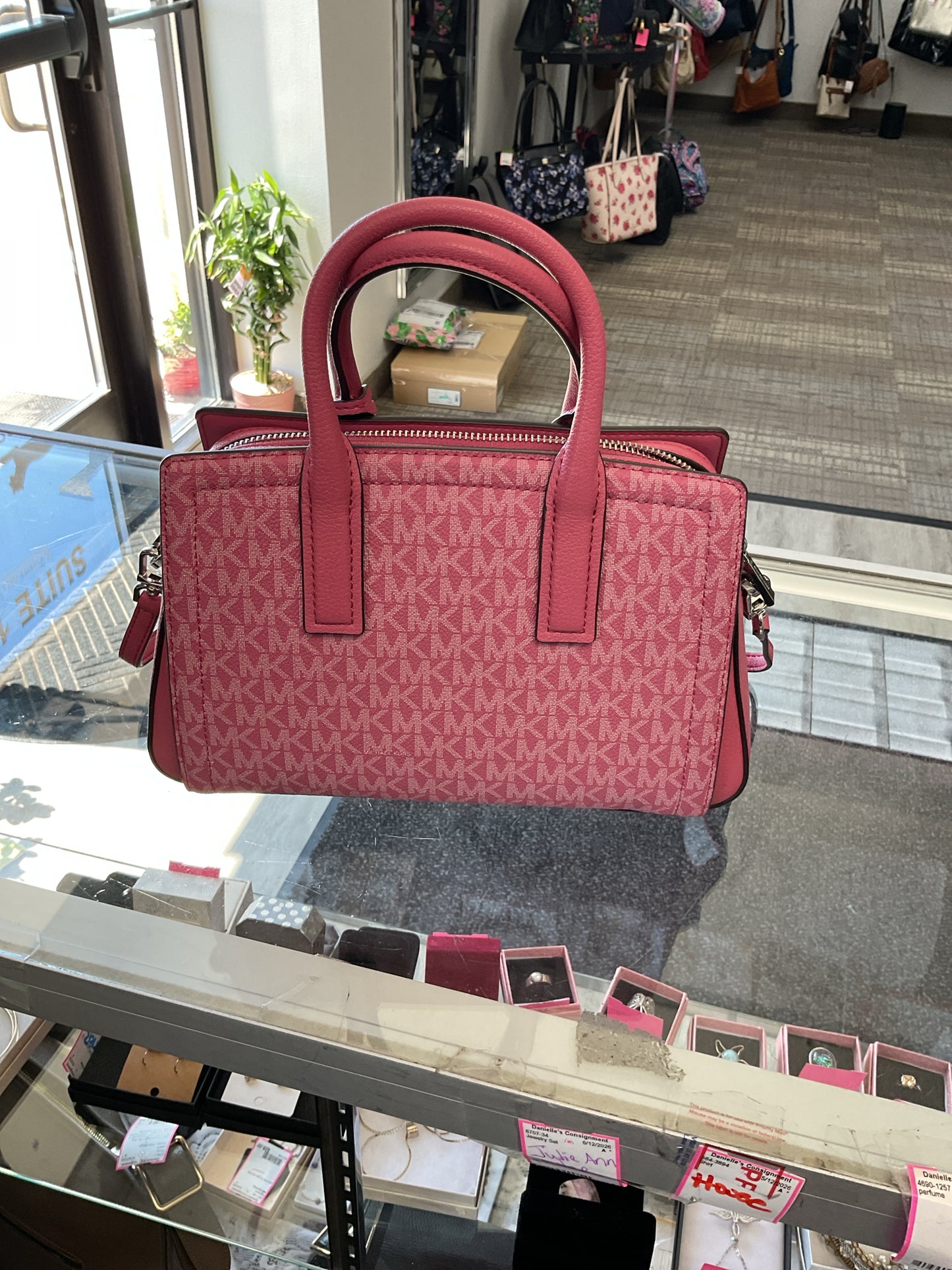 Michael Kors Purse New satchel Pink MK silver hardware crossbody