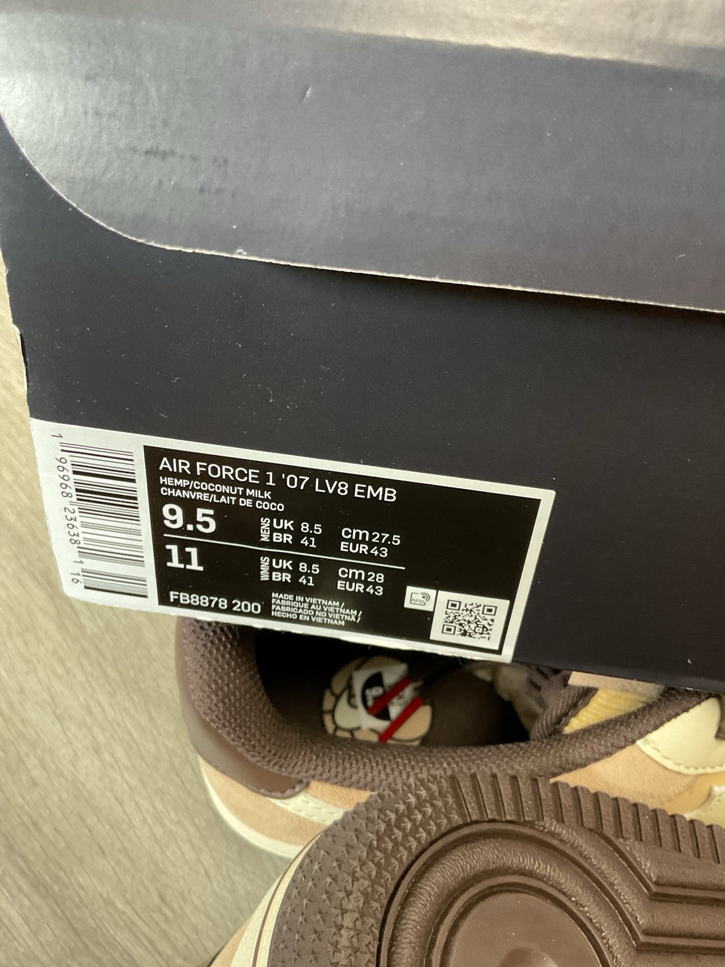 9.5 Nike Brown Men's Shoes Air Force 1 '07 LV8 Baroque Brown