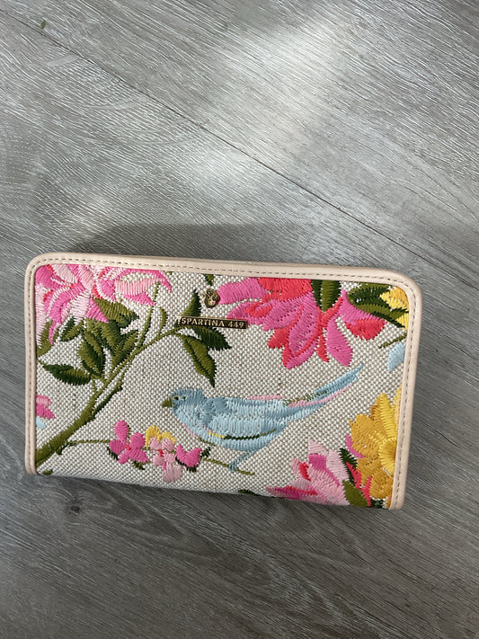 Spartina Wallet NWT oversized snap bird & flower embroidered